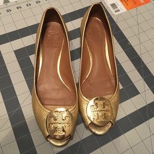 SOLD Tory Burch Open Toe Gold Shoes